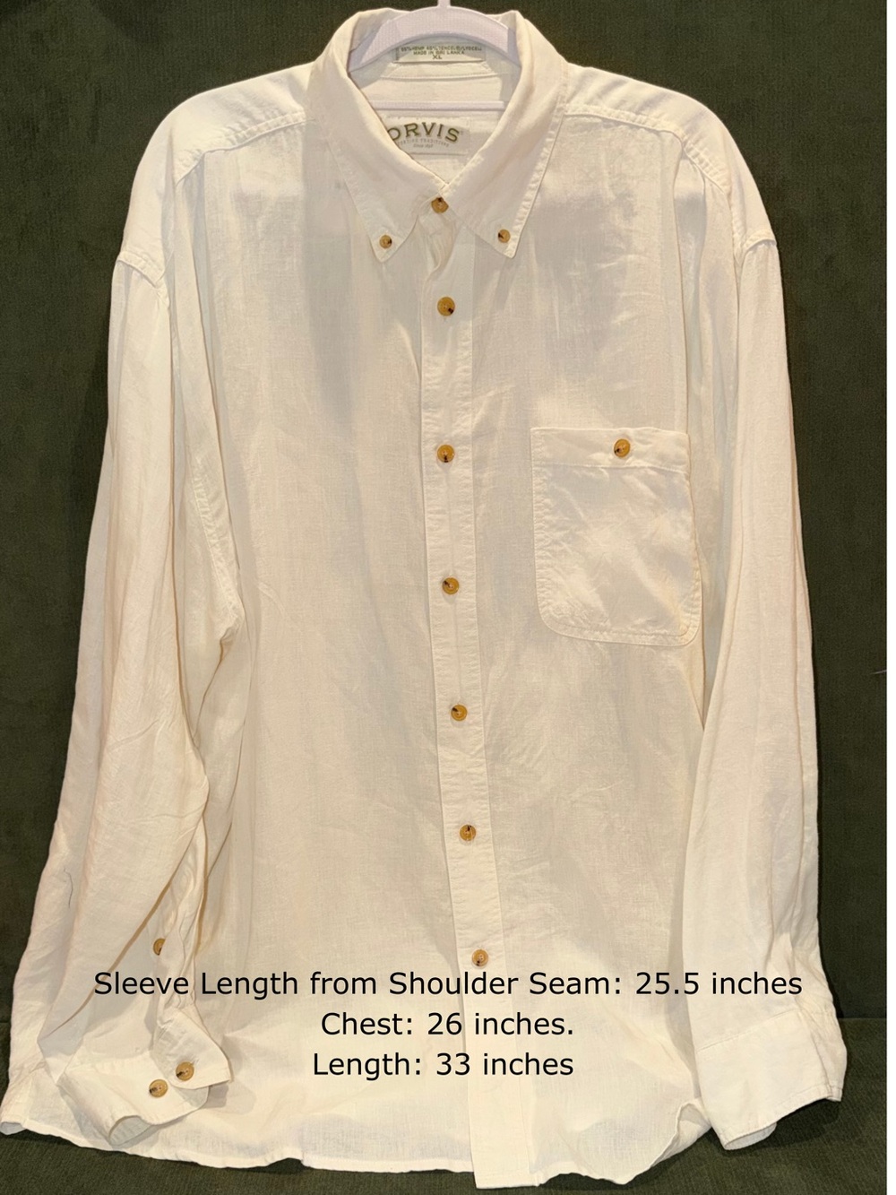 Orvis Men’s Cream Button-Down Casual Shirt
